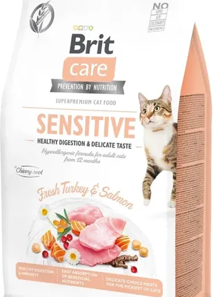 Brit care cat gf sensitive digestion & delicate для вибагливих котів 400г