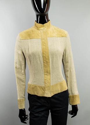 Крутой льняной пиджак с замшевыми вставками dolce & gabbana.жакет