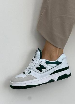 Крутезні кросівки new balance 550 white green10 фото