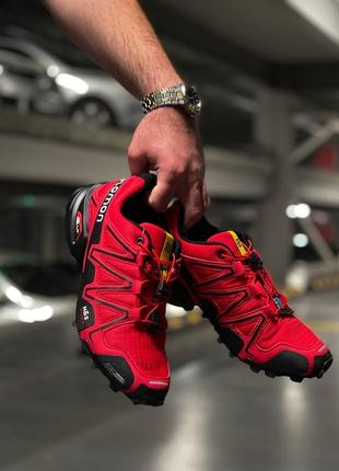 Чоловічі кросівки salomon speedcross 3 red саломон червоні8 фото