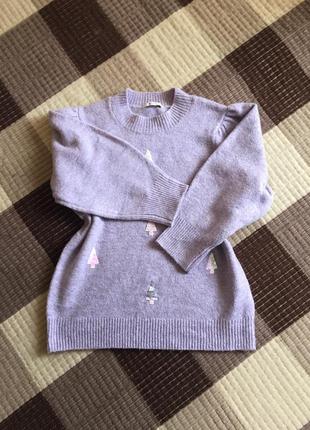Лавандовый свитер рукав 3/4