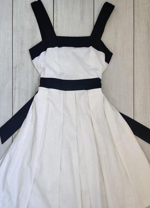 Качественное пышное льняное платье с пояском xs р6 фото
