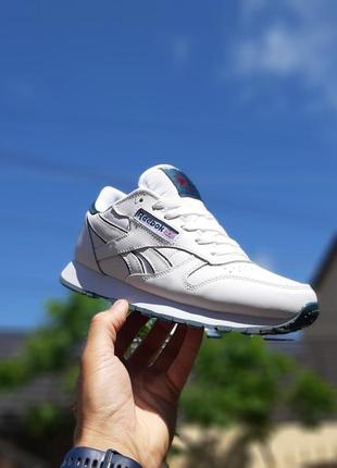 reebok other classic белые с зеленым кроссовки мужские кожаные топ качество мешек осенние демисезонные кеды6 фото