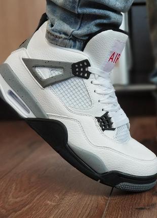 Кроссовки air jordan 4 white cement осень1 фото