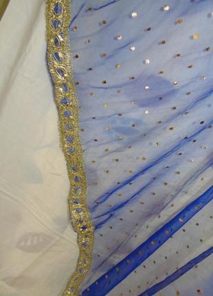 Индийская,восточная шаль синего цвета3 фото