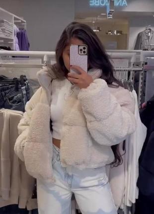 Зимова курточка з еко хутра стилі  h & m