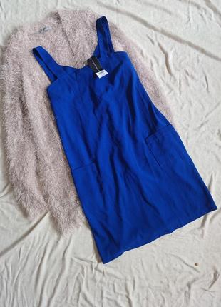 Сарафан плаття з кишенями електрик синій на широких бретелях новий