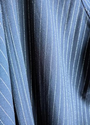 Жакет пиджак синий макси длинный в полоску m s l с карманами пальто плащ9 фото