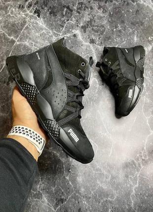 Стильные черные мужские ботинки зимние, полуботинки спортивные,кожа (нубук),чоловая обувь на зиму3 фото