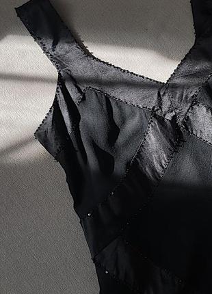 Вечірня чорна шовкова сукня з бісером1 фото