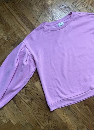 Розовый свитшот на флисе, теплая кофта, свитер