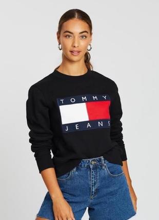 Свитшот черный Tommy jeans, реглан черный