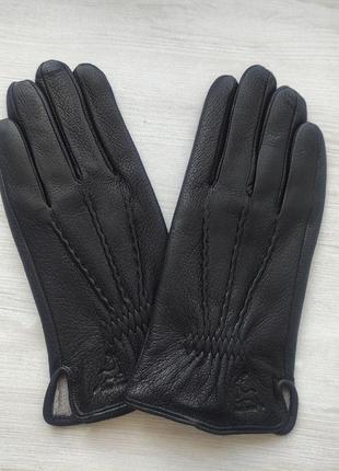 Кожаные мужские перчатки из оленевой кожи, подкладка шерстяная вязка3 фото