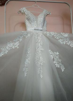 Шикарное, нежное свадебное платье цвета айвори 👰😍4 фото
