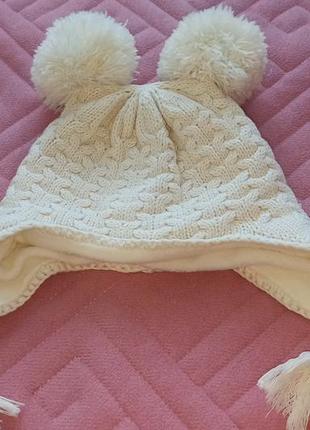 Новая утепленная шапка для новорожденного от next (0-3 мес.)