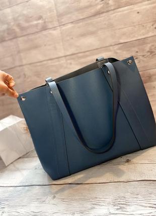 Сумка шоппер вместительная двухсторонняя zara с короткими ручками объемная эко кожа...