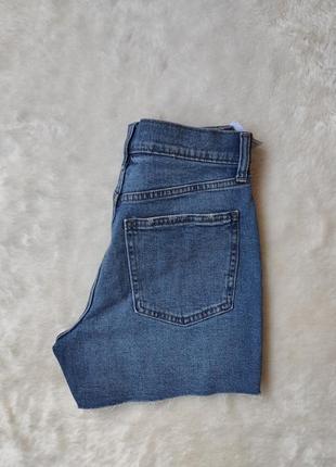 Синие голубые джинсовые короткие шорты с пуговицами стрейч очень высокая талия посадка gap denim10 фото