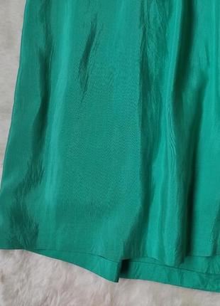 Бірюзовий зелений натуральний шовковий комплект костюм зі спідницею футболка блуза оверсайз шовк спідниця міді9 фото