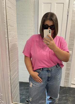 Футболка оверсайз xl l одета на размер xl розовая h&m