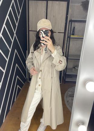 Тренч плащ нюдовий бежевий made in korea  молочний вінтаж trench coat4 фото