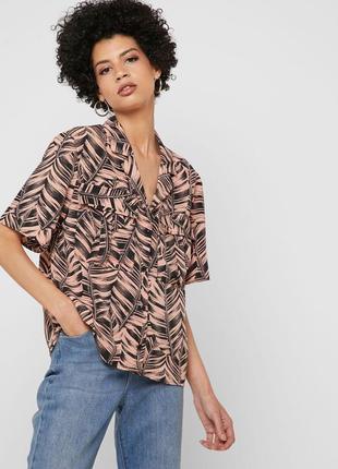 Стильная блузка, рубашка "topshop" с растительным принтом. размер uk12/eur40.1 фото