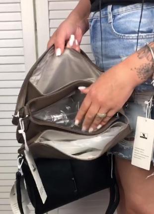 Стильна жіноча сумка кроссбоді, cross-body bag, на три відділення6 фото