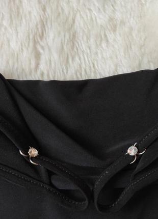 Чорна майка блуза з вирізом декольте із затяжками з боків шнурками квадратним вирізом топ стрейч9 фото