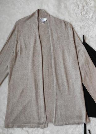 Бежевый натуральный шелковый кашемировый свитер кардиган шелк кашемир длинная кофта вязаная батал3 фото