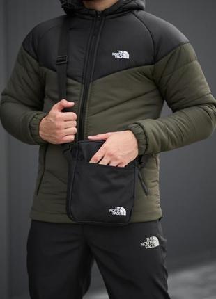 Комплект куртка tnf черная-хаки + штаны tnf. борсетка tnf в подарок!