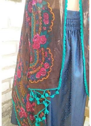 Altea italy красочный большой палантин шарф платок шерсть этно цветы3 фото