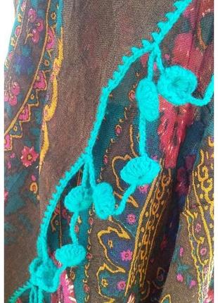 Altea italy красочный большой палантин шарф платок шерсть этно цветы6 фото