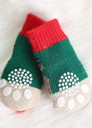 Новогодние носки для собак, теплая обувь для собак и котов, зимняя одежда для животных8 фото