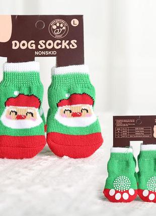 Новогодние носки для собак, теплая обувь для собак и котов, зимняя одежда для животных5 фото