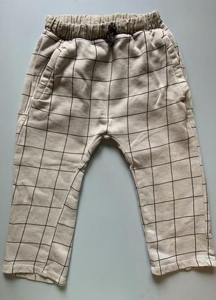 Zara 104 брюки 3 брюки 4 клеточку светлые зара стильные клетка1 фото