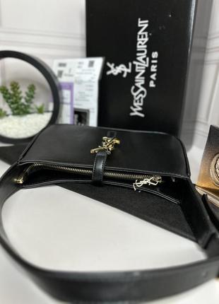 Женская трендовая сумочка yves saint laurent | сумка черная с золотистым лого ив сен лоран2 фото
