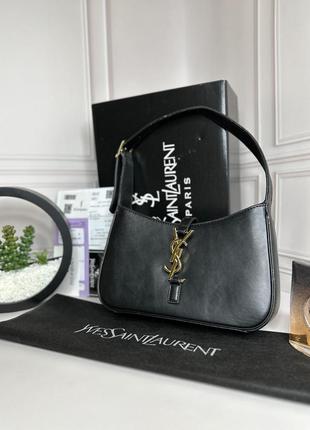 Жіноча трендова сумочка yves saint laurent  ⁇  сумка чорна із золотистим лого ів сен лоран