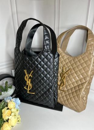 Женская трендовая сумочка yves saint laurent | сумка бежевая с золотистым лого ив сен лоран2 фото