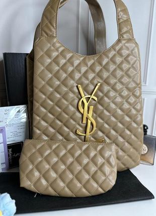 Женская трендовая сумочка yves saint laurent | сумка бежевая с золотистым лого ив сен лоран5 фото