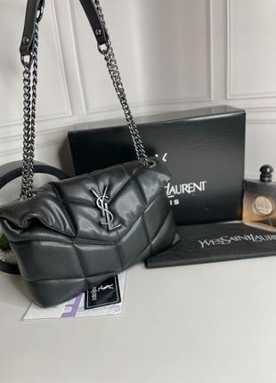 Женская трендовая сумочка yves saint laurent | сумка черная с черным лого ив сен лоран