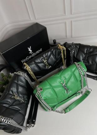Женская трендовая сумочка yves saint laurent | сумка черная с черным лого ив сен лоран2 фото