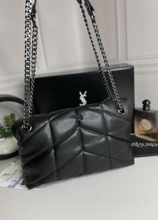 Женская трендовая сумочка yves saint laurent | сумка черная с черным лого ив сен лоран6 фото