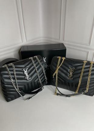 Женская трендовая сумочка yves saint laurent | сумка черная с серебристым лого ив сен лоран5 фото