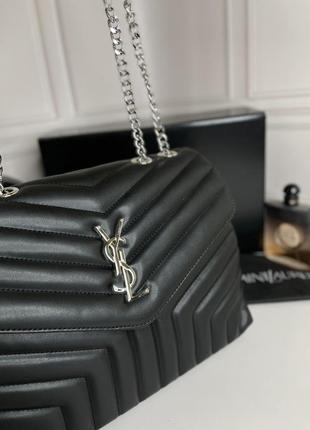 Женская трендовая сумочка yves saint laurent | сумка черная с серебристым лого ив сен лоран4 фото