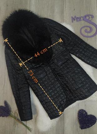Женская чёрная стеганная куртка с меховым воротником fushi размер m2 фото