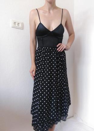 Шифонова спідниця чорна спідниця в горох італія спідниця міді шифон спідниця горох6 фото