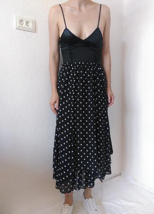 Шифонова спідниця чорна спідниця в горох італія спідниця міді шифон спідниця горох9 фото