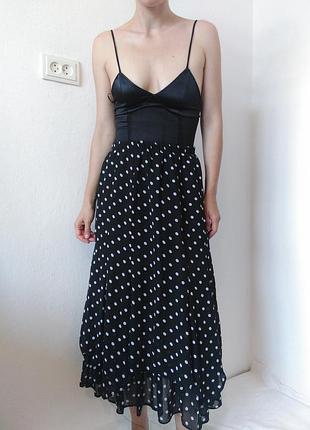 Шифонова спідниця чорна спідниця в горох італія спідниця міді шифон спідниця горох4 фото