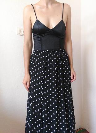 Шифонова спідниця чорна спідниця в горох італія спідниця міді шифон спідниця горох5 фото