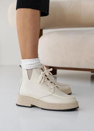 Черевики жіночі зимові молочні натуральна шкіра