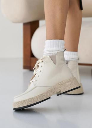 Черевики жіночі зимові молочні натуральна шкіра